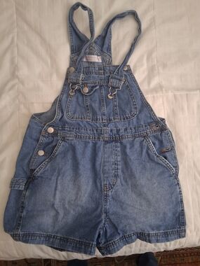 No Boundaries Light Blue Denim Short Overalls